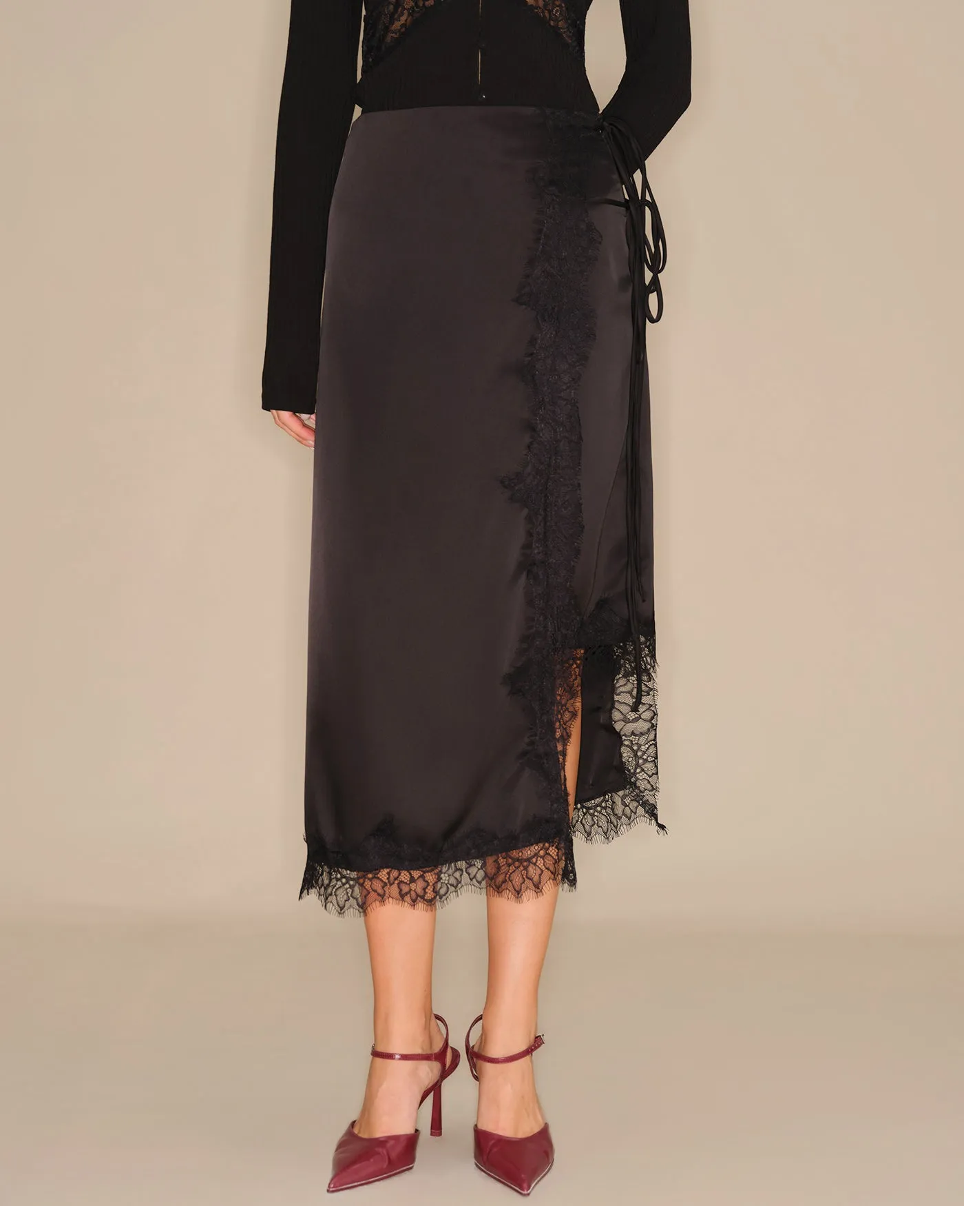 Black Lace Midi Skirt sold by rihoas