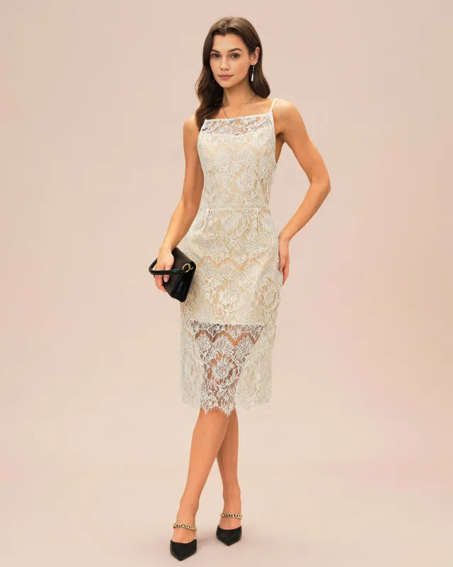 Off White Floral Textured Midi Dress sold by rihoas