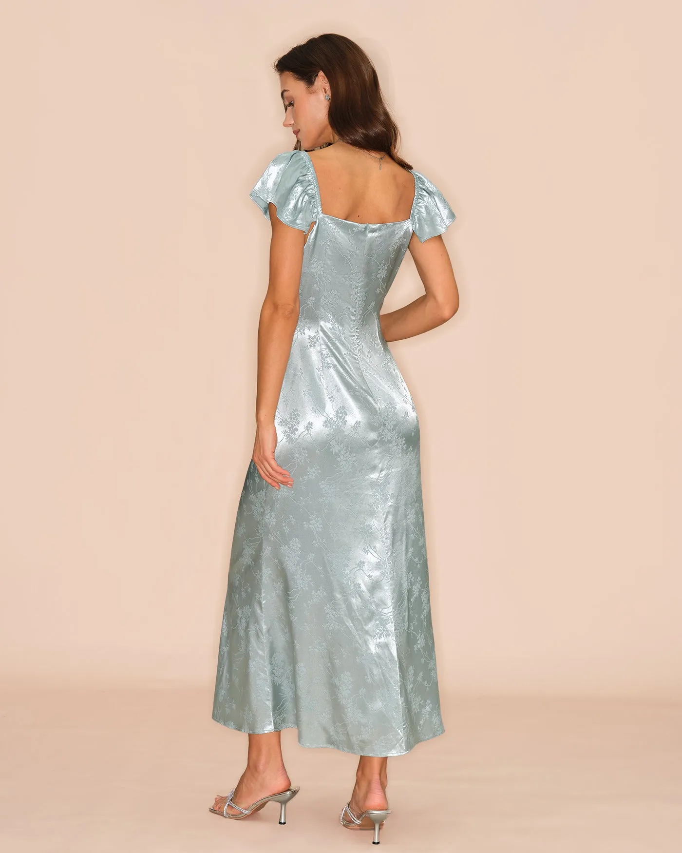 Green Sweetheart Neck Floral Maxi Dress sold by rihoas product image thumbnail 5