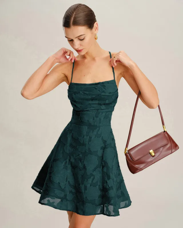 Green Jacquard Slip Mini Dress made by rihoas