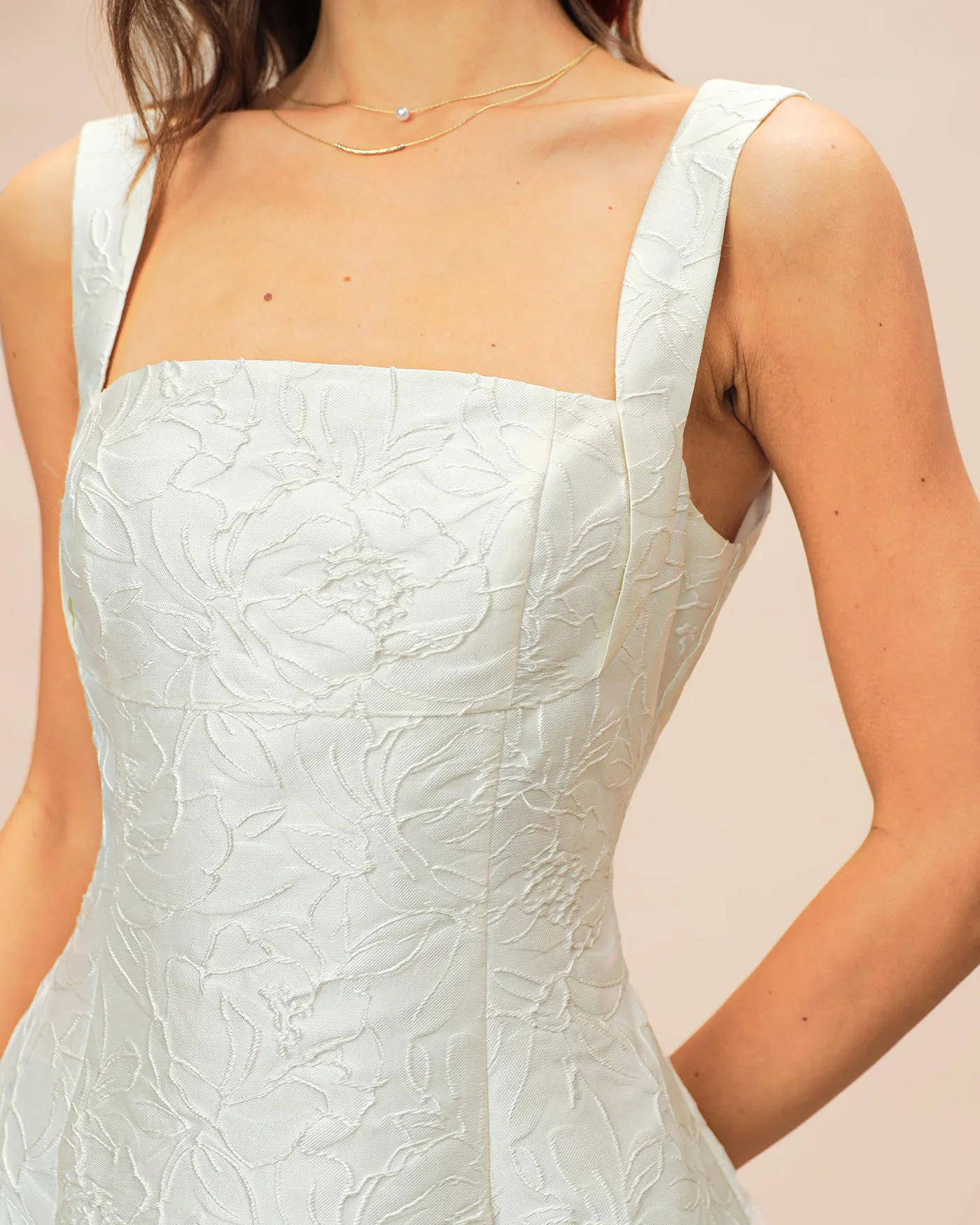 White Jacquard Mini Dress sold by rihoas product image thumbnail 2