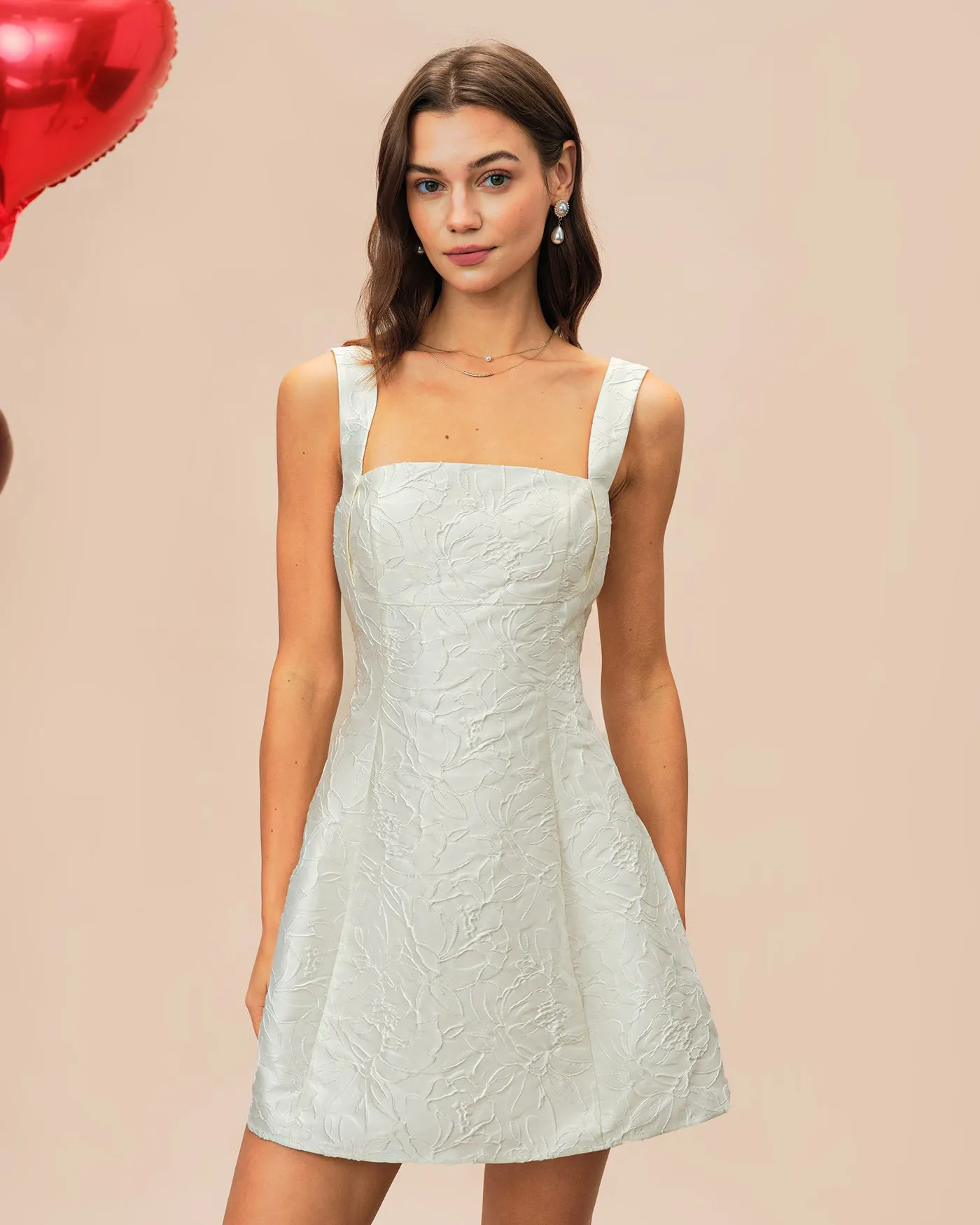 White Jacquard Mini Dress sold by rihoas