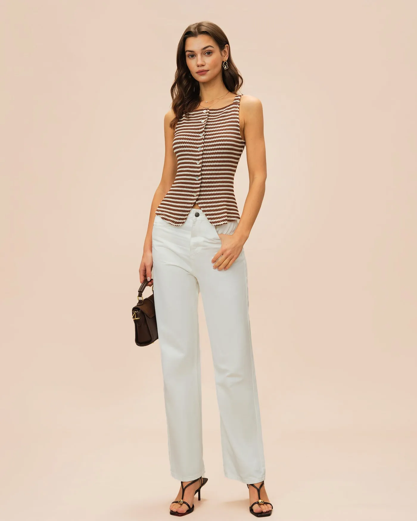 Brown Square Neck Tank Top sold by rihoas product image thumbnail 5