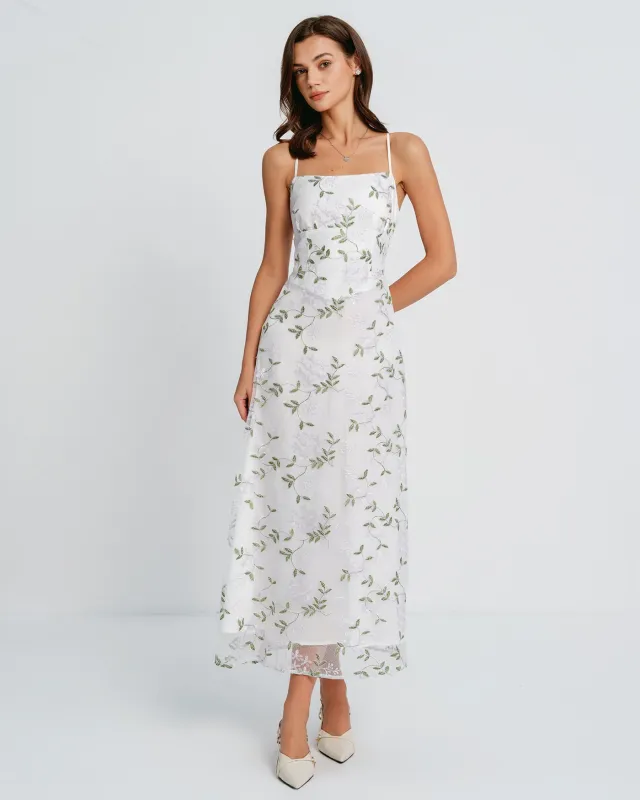 White Floral Slip Maxi Dress made by rihoas
