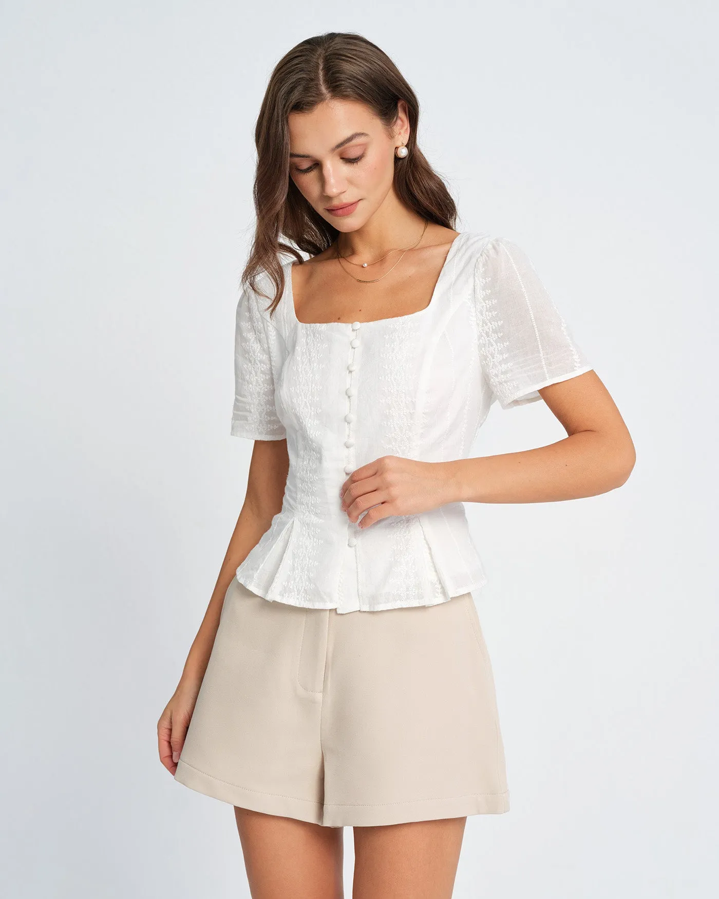 White Floral Textured Blouse sold by rihoas product image thumbnail 4