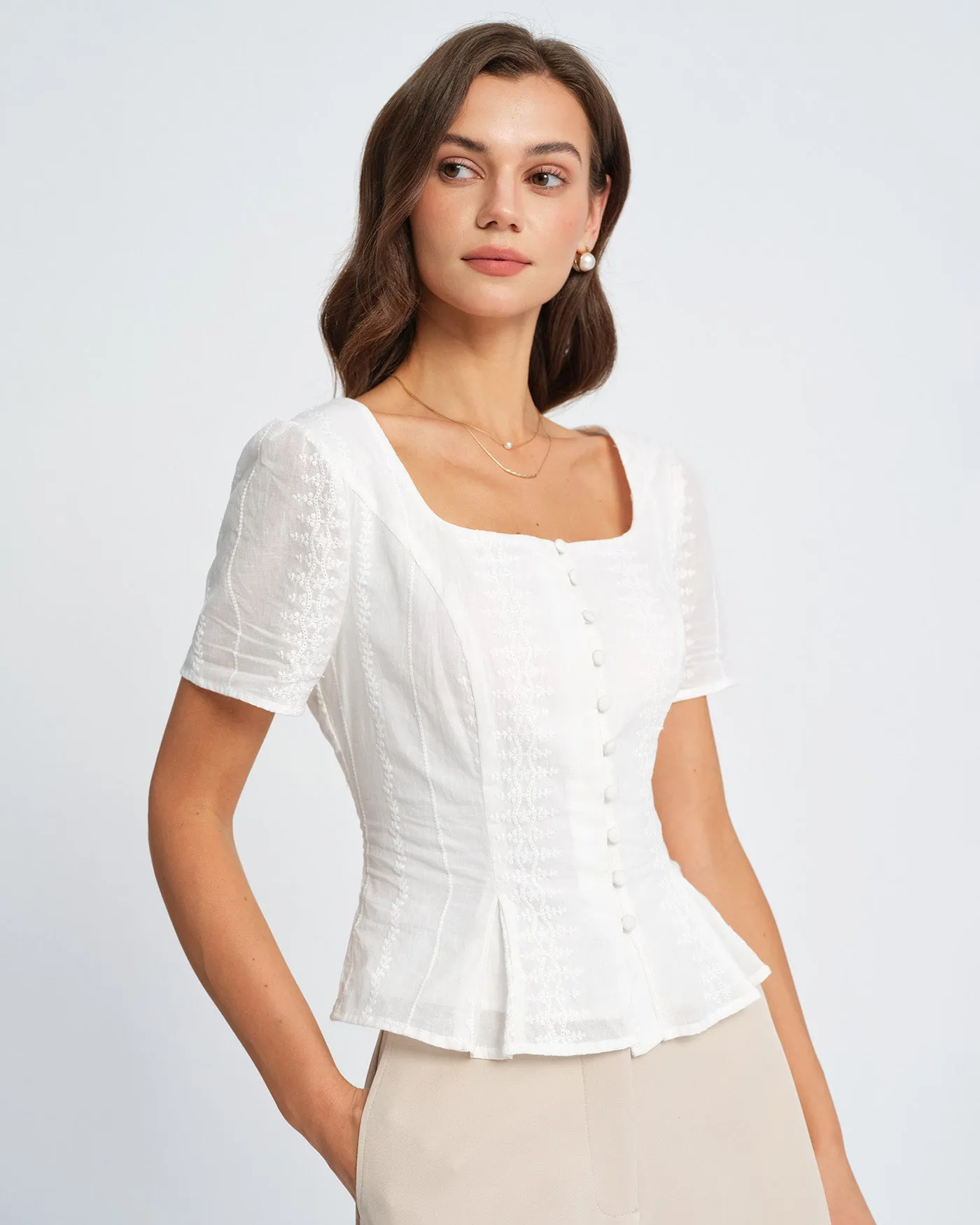 White Floral Textured Blouse sold by rihoas product image thumbnail 3