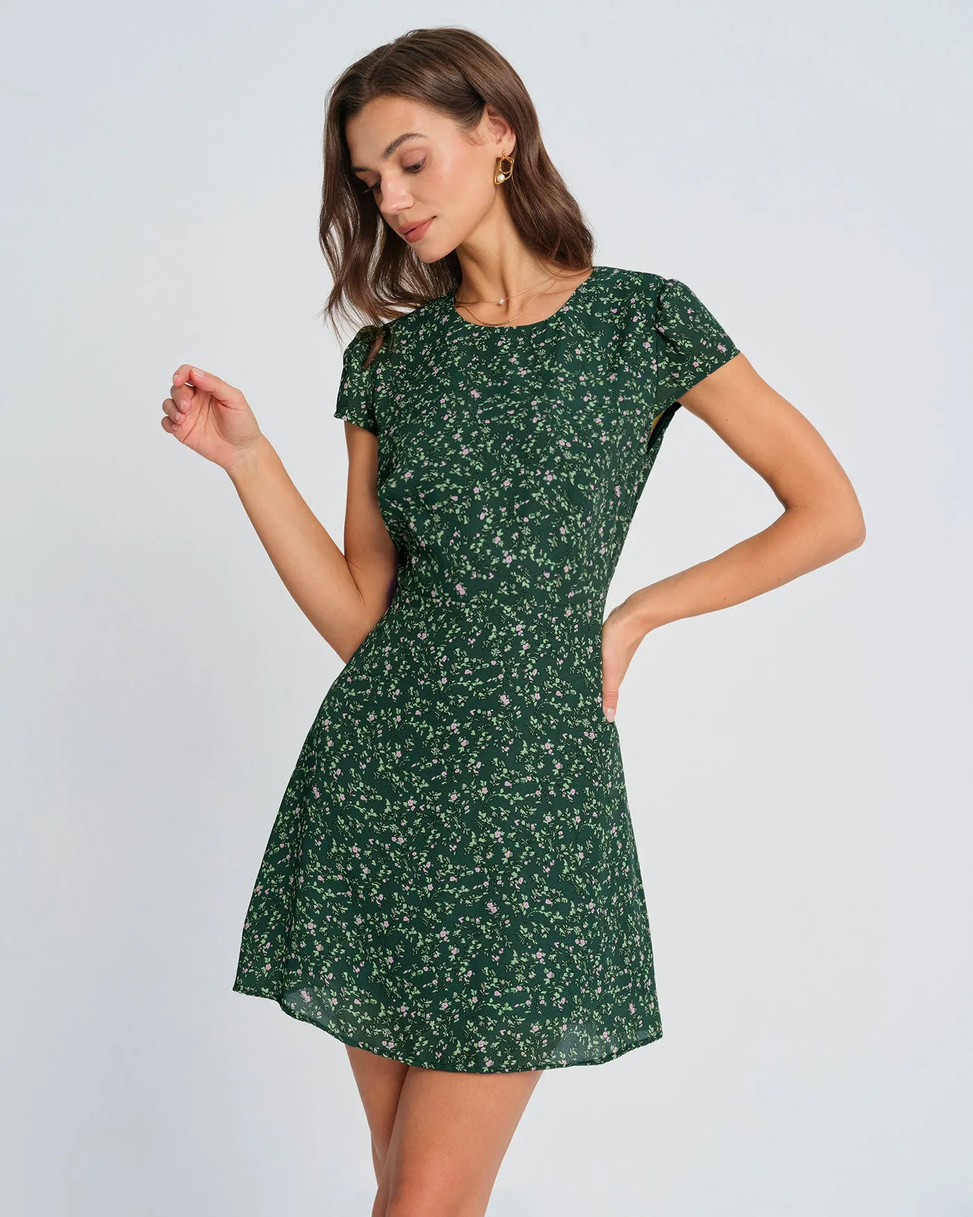 Green Floral Mini Dress sold by rihoas product image thumbnail 3