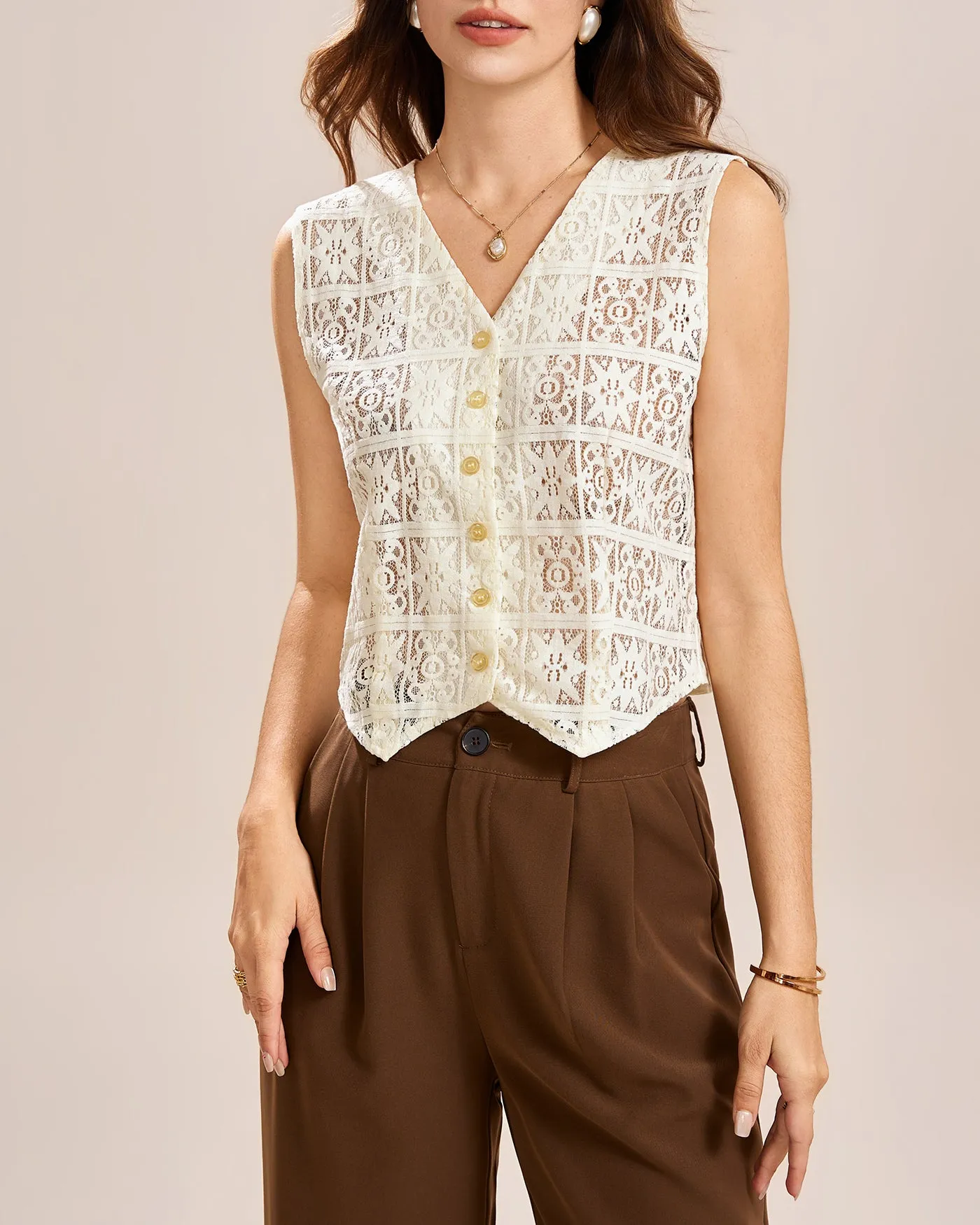 Apricot V Neck Vest sold by rihoas