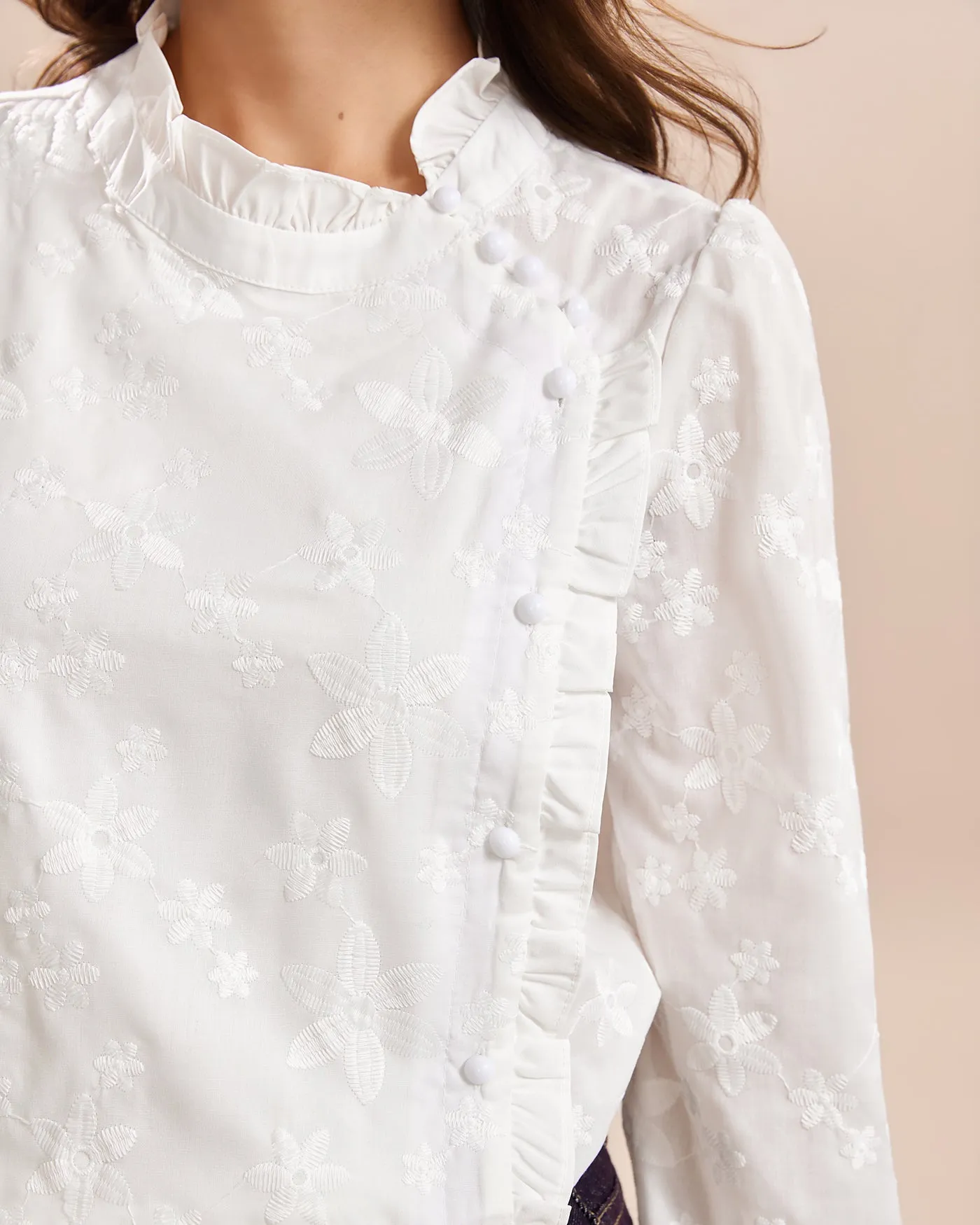 White Jacquard Button Shirt sold by rihoas product image thumbnail 2