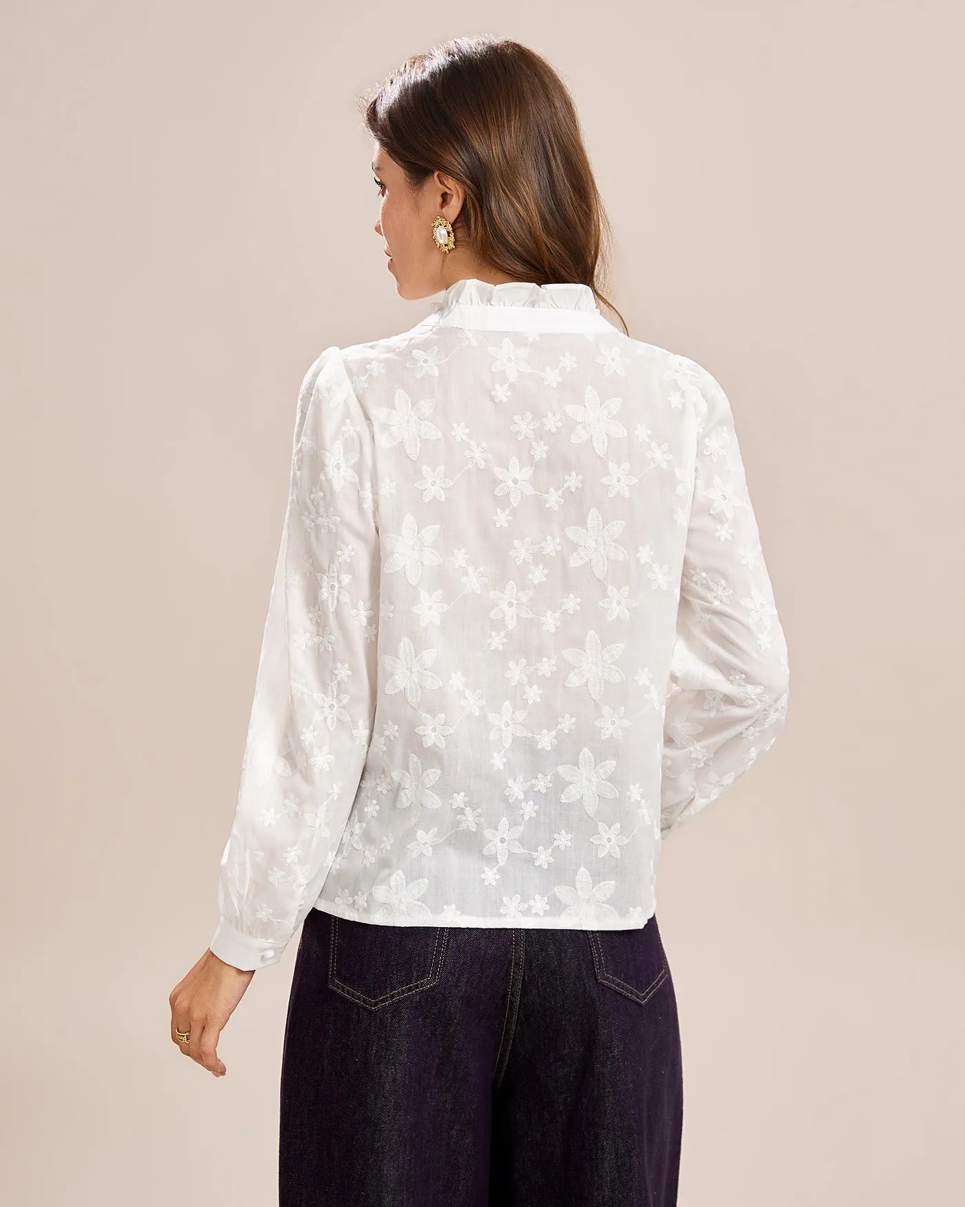 White Jacquard Button Shirt sold by rihoas product image thumbnail 4