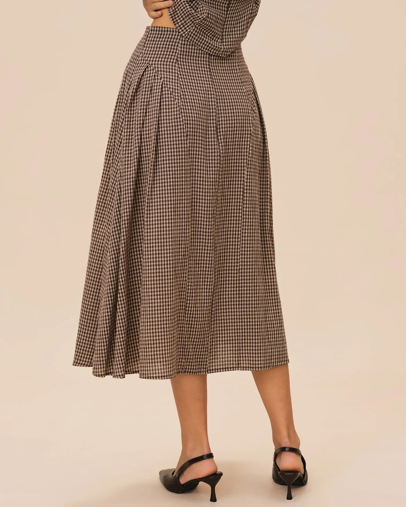 Brown Plaid Midi Skirt sold by rihoas product image thumbnail 3