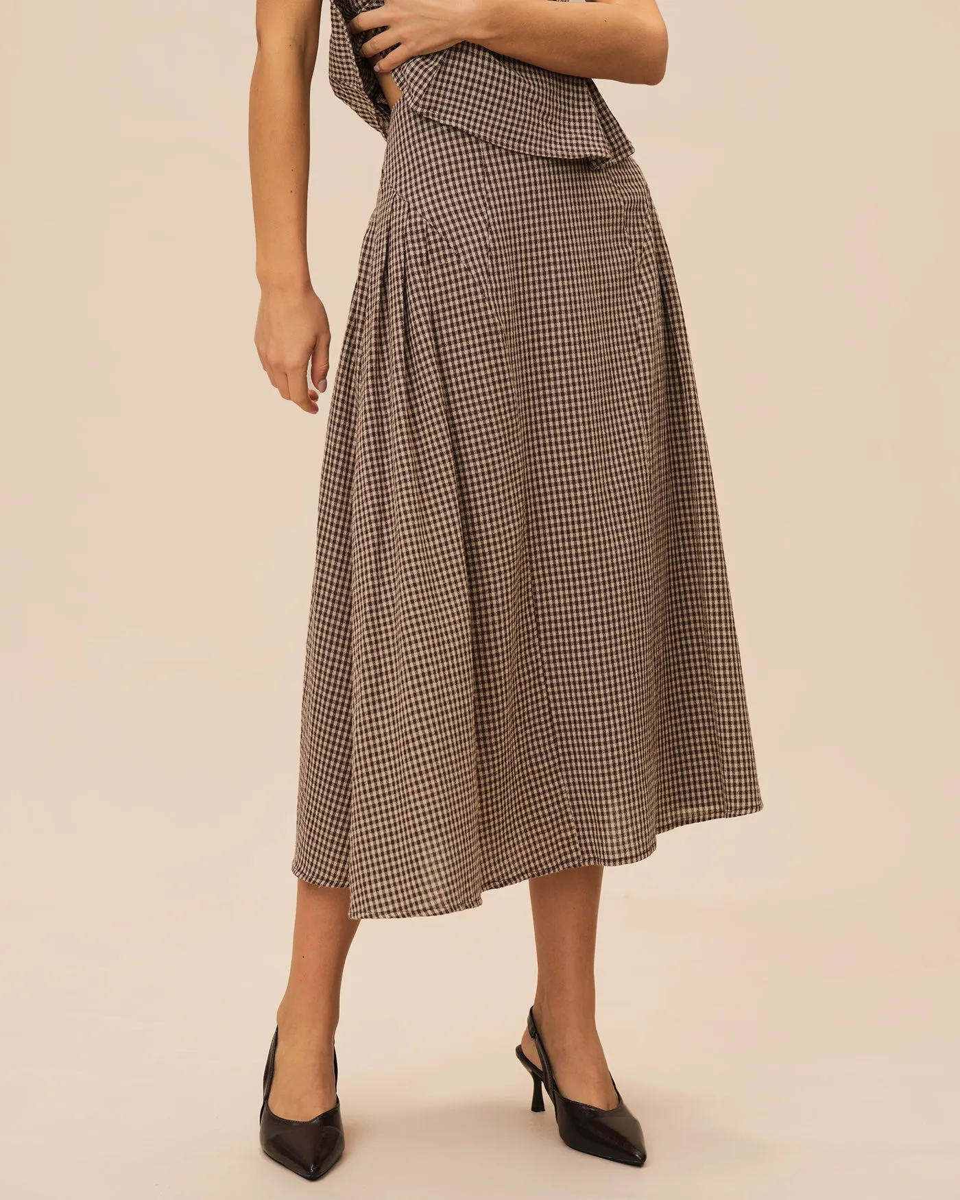 Brown Plaid Midi Skirt sold by rihoas product image thumbnail 2