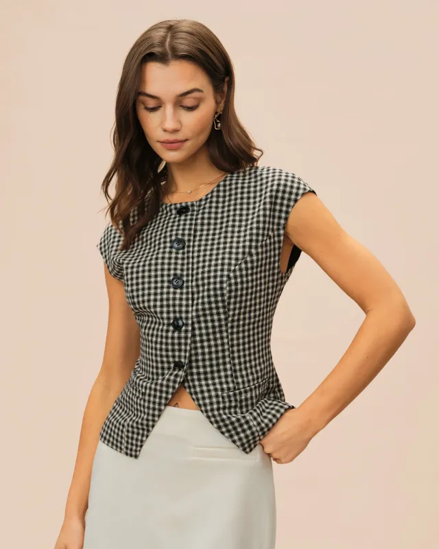 Black Plaid Viscose Tee sold by rihoas