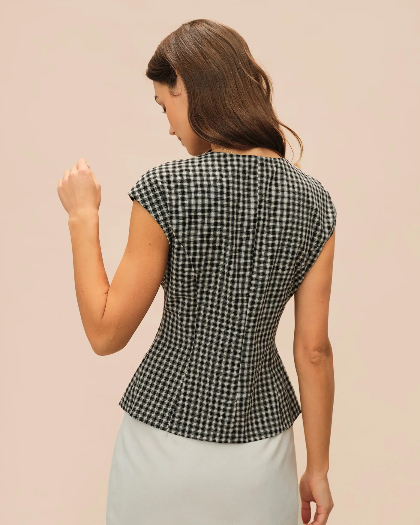 Black Plaid Viscose Tee sold by rihoas product image thumbnail 4