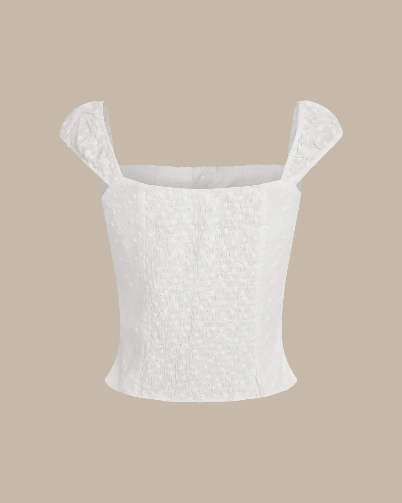 White Floral Shirred Tank Top sold by rihoas product image thumbnail 2