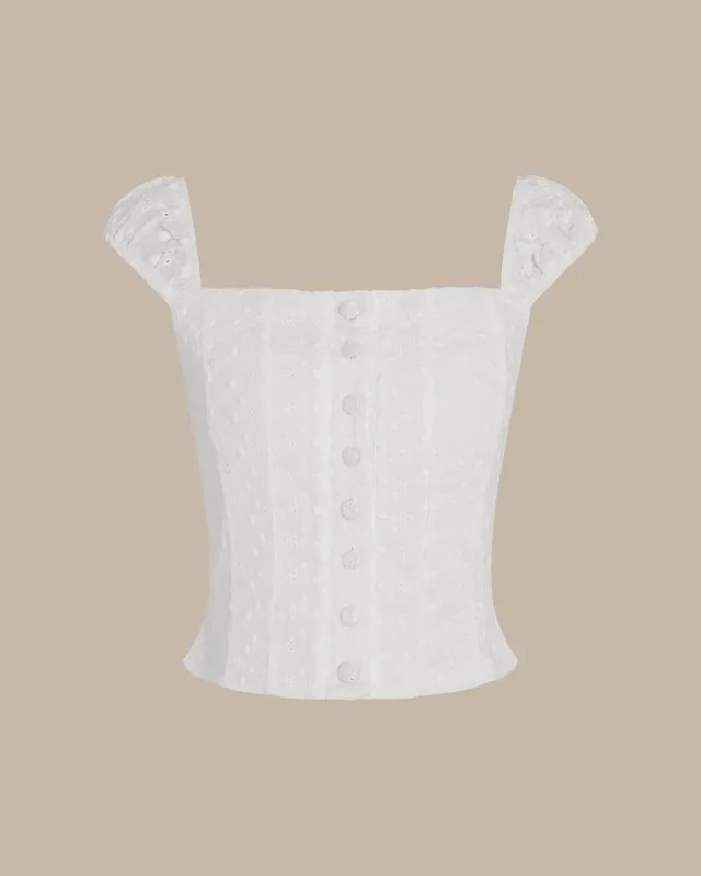 White Floral Shirred Tank Top sold by rihoas