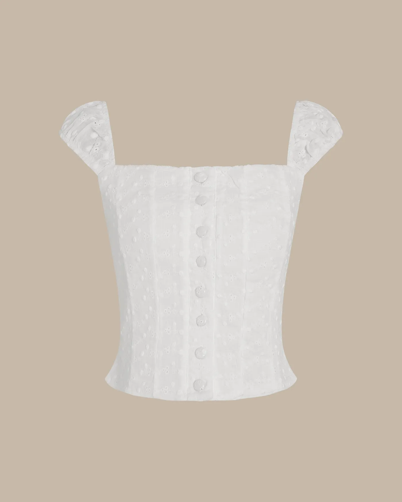 White Floral Shirred Tank Top sold by rihoas