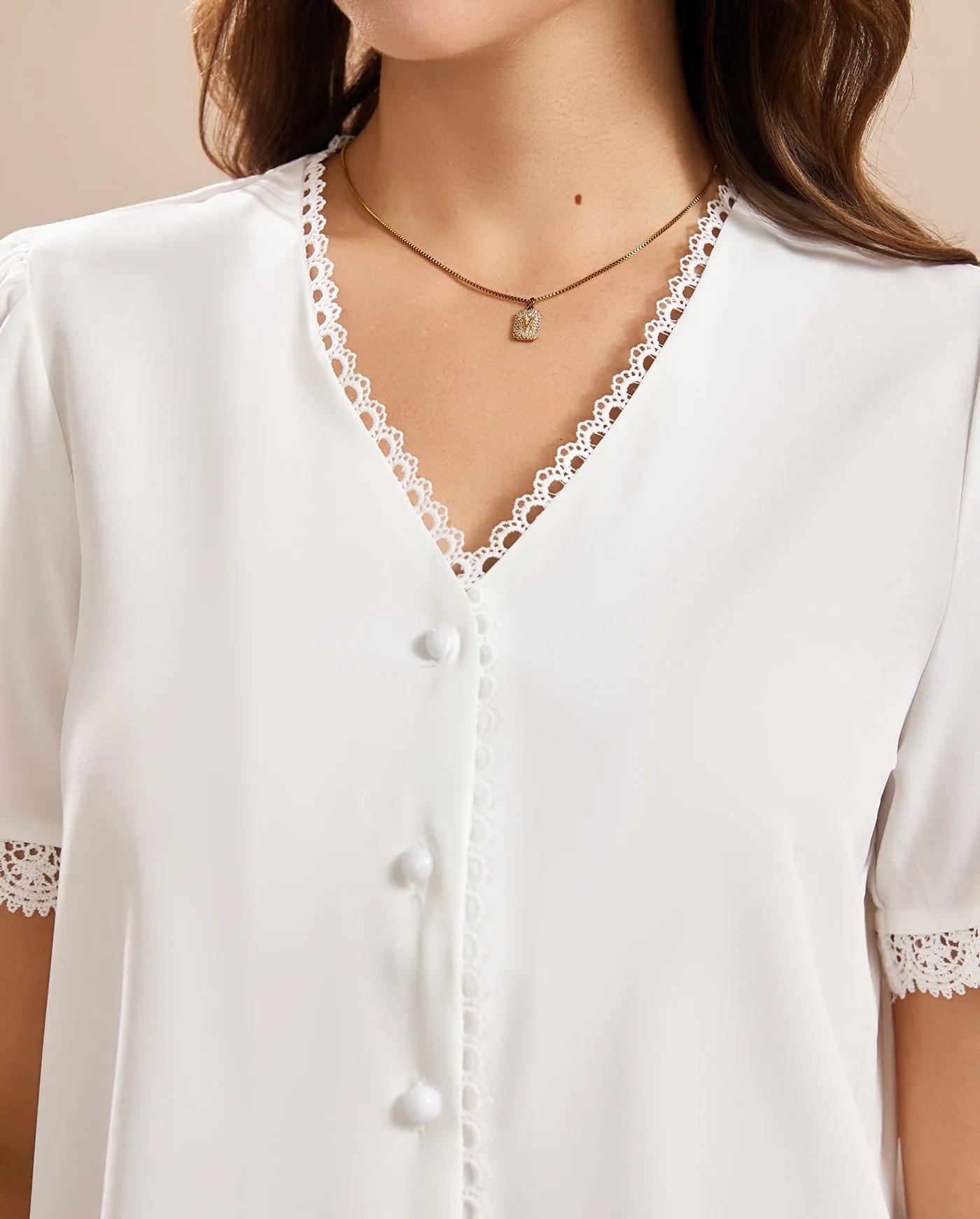 White V Neck Tee sold by rihoas product image thumbnail 2