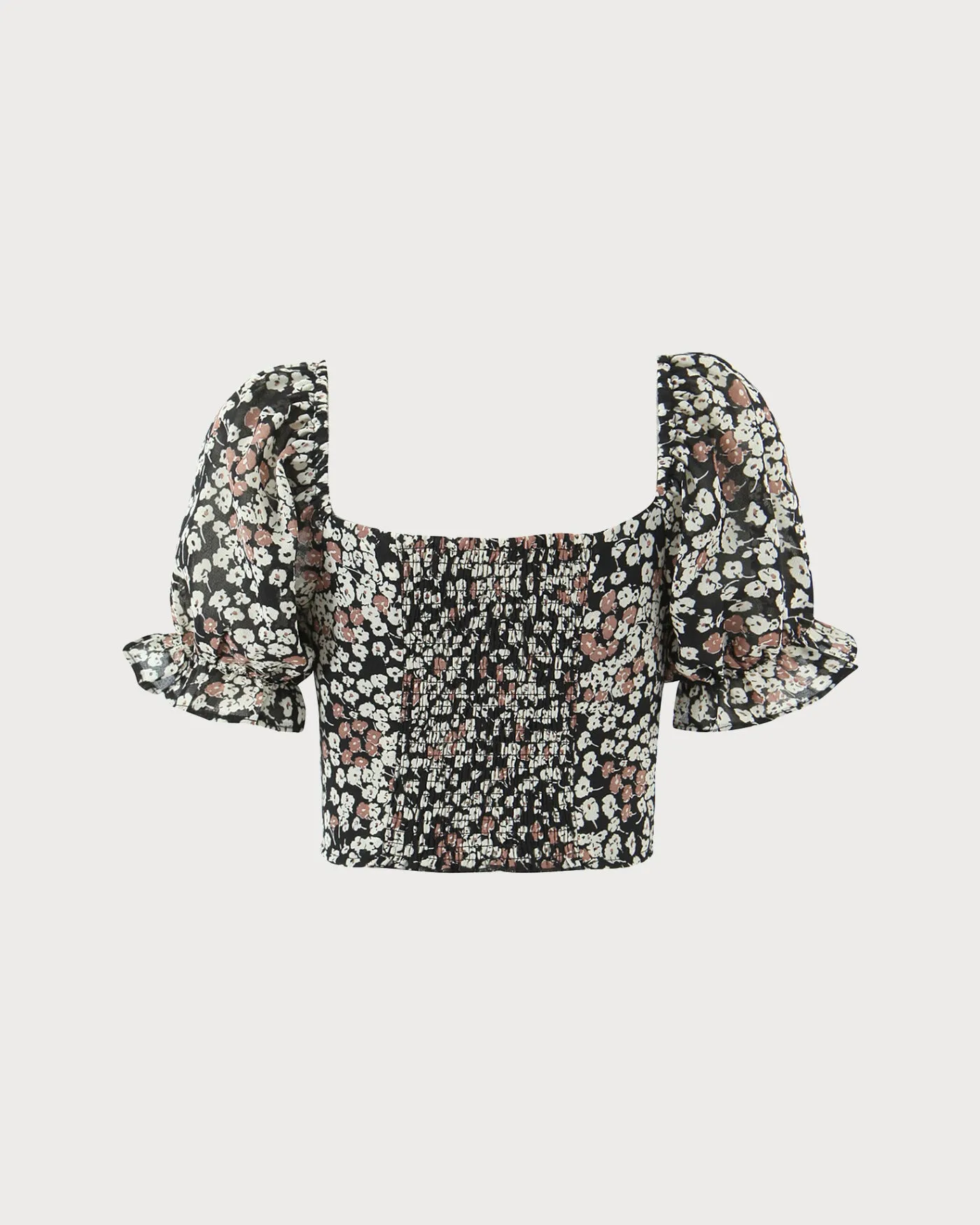 Black Square Neck Floral Tee sold by rihoas product image thumbnail 2
