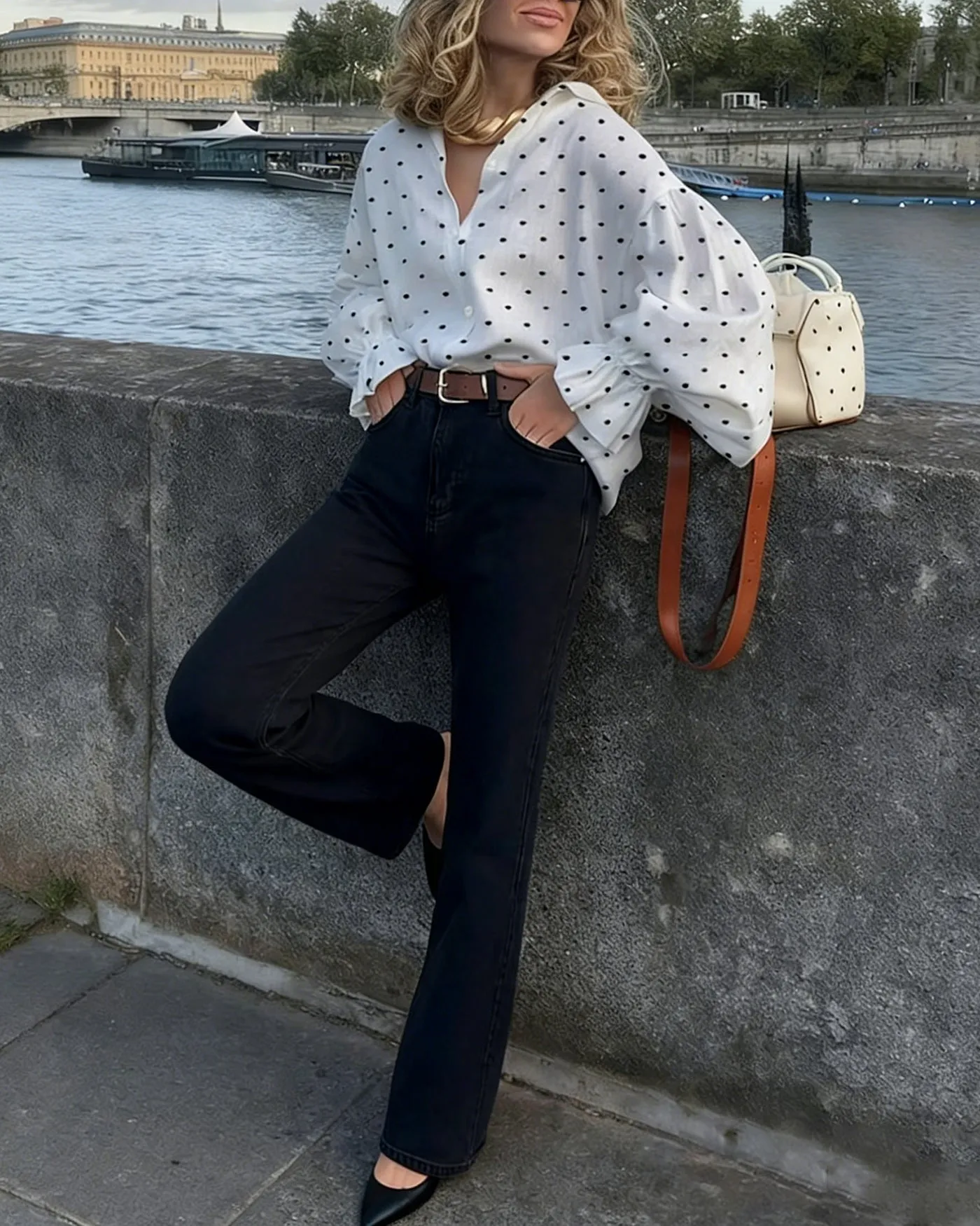 White Polka Dot Collar Shirt sold by rihoas product image thumbnail 4