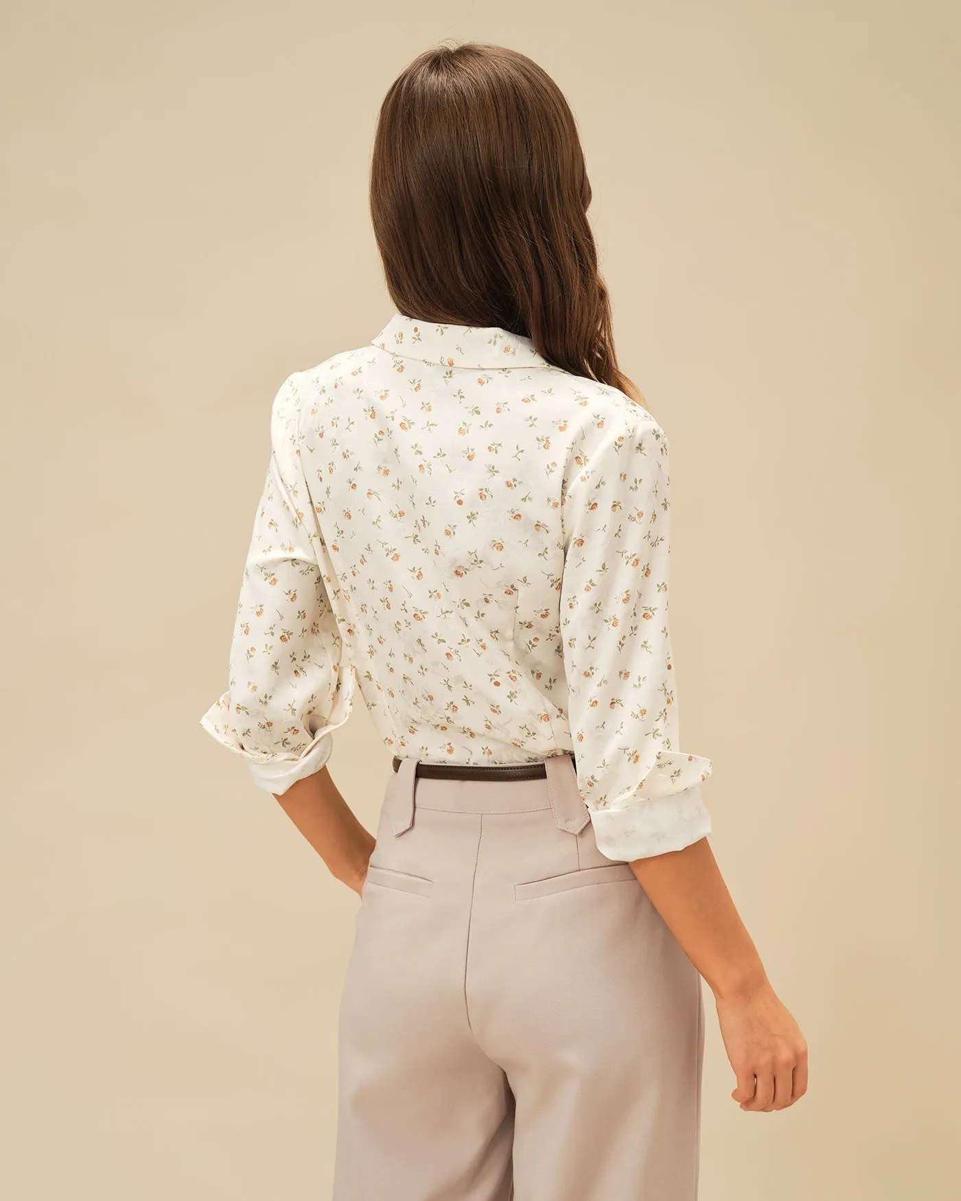 Apricot Floral Collar Blouse sold by rihoas product image thumbnail 2