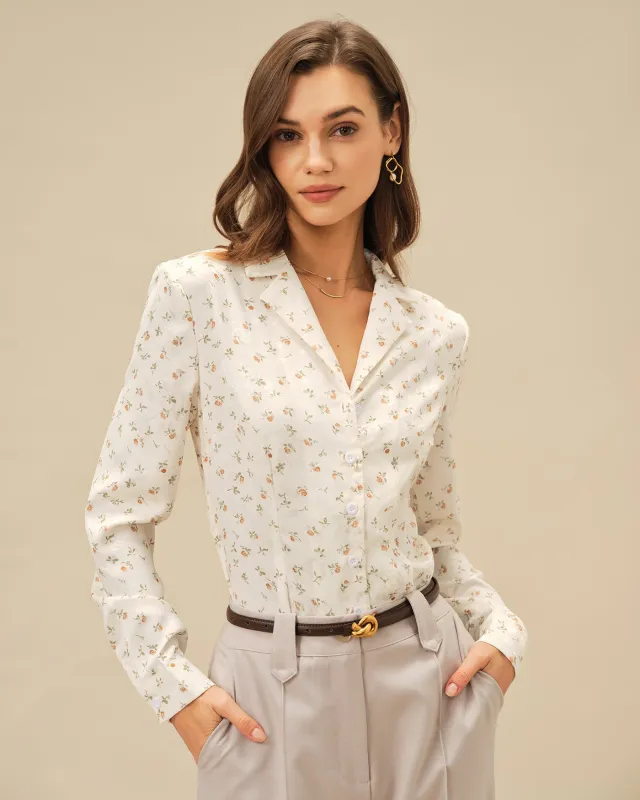 Apricot Floral Collar Blouse sold by rihoas