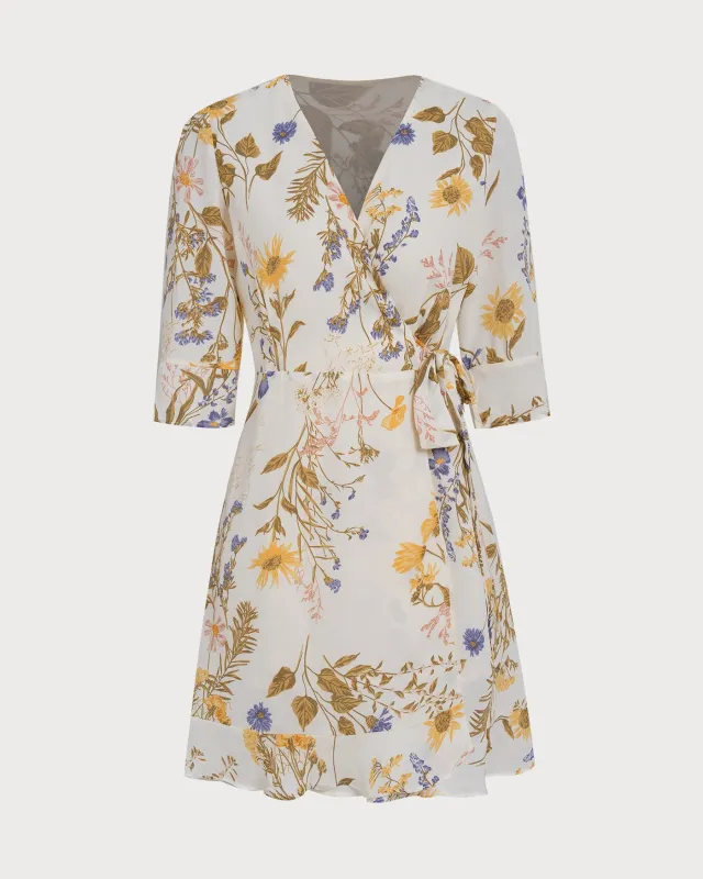 Apricot V Neck Poet Sleeve Mini Dress sold by rihoas