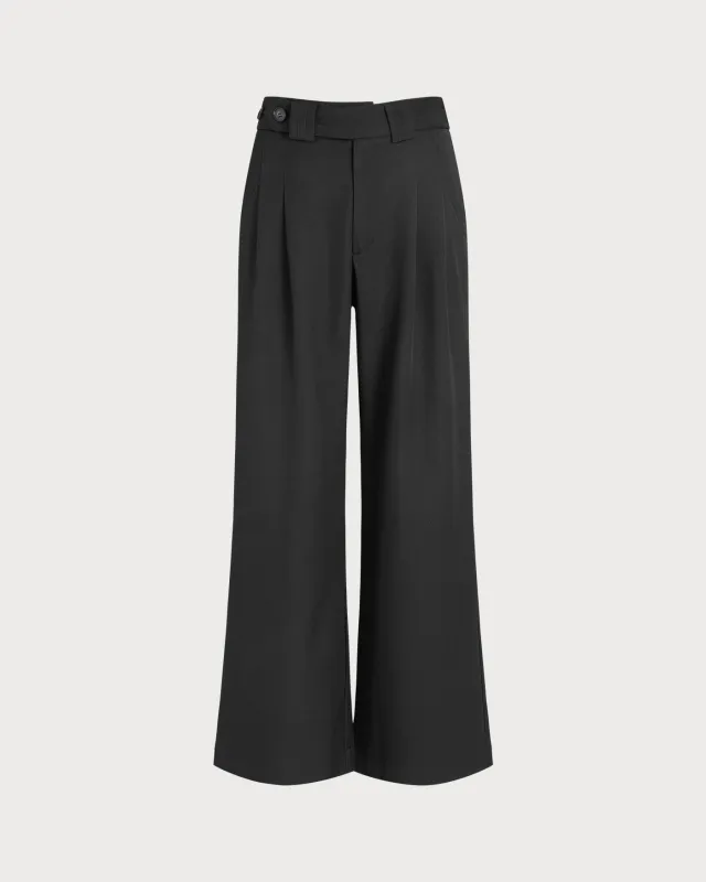 Black Button Straight Pants sold by rihoas