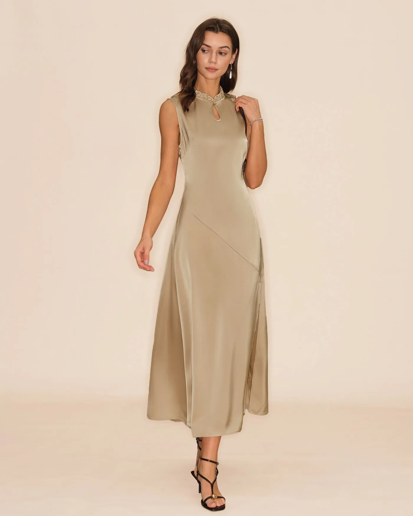 Apricot Ruffled Midi Dress sold by rihoas product image thumbnail 5