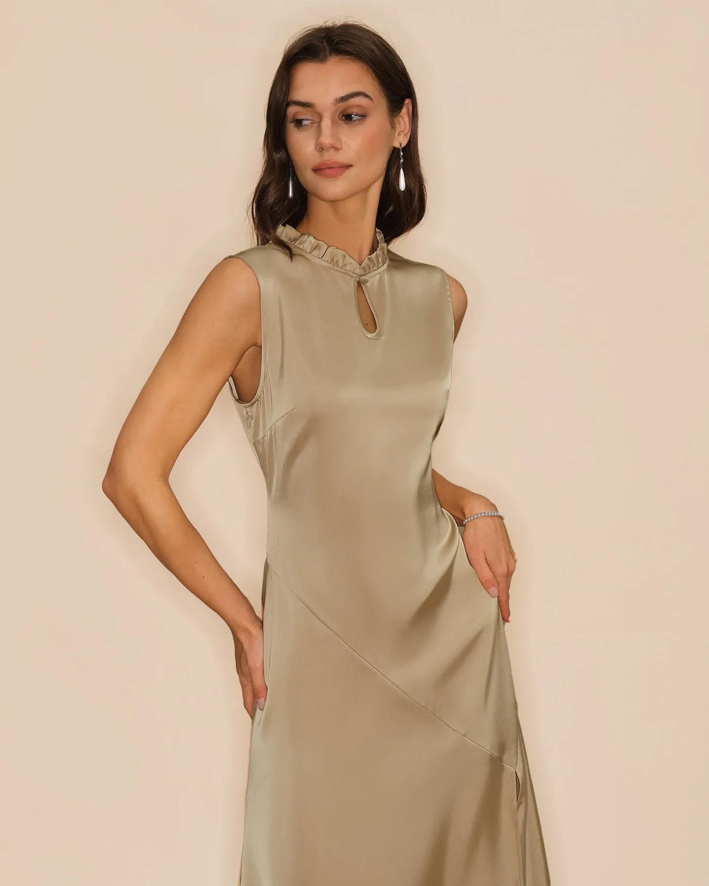 Apricot Ruffled Midi Dress sold by rihoas product image thumbnail 2