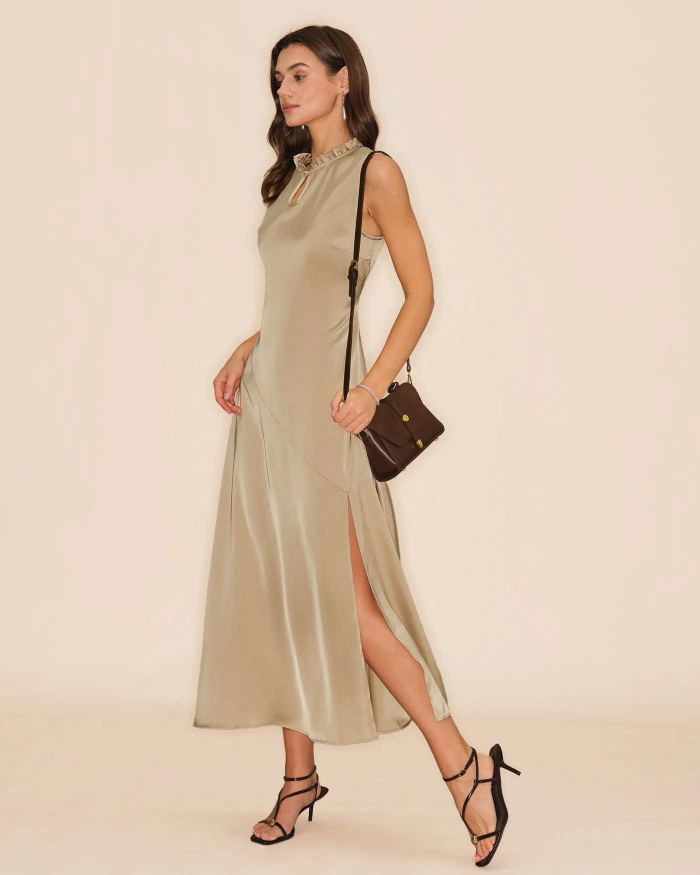 Apricot Ruffled Midi Dress sold by rihoas product image thumbnail 4