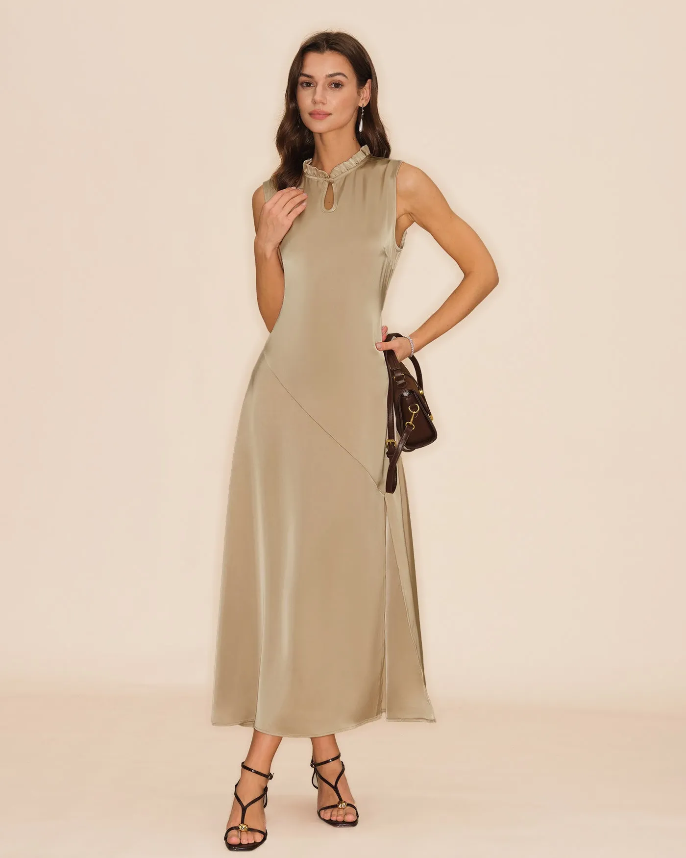 Apricot Ruffled Midi Dress sold by rihoas