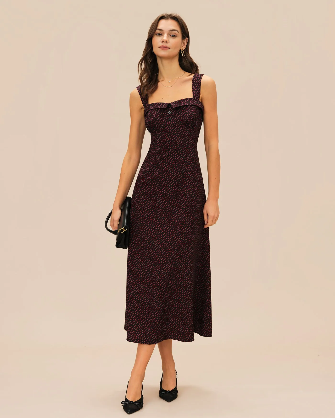 Wine Red Slip Midi Dress sold by rihoas