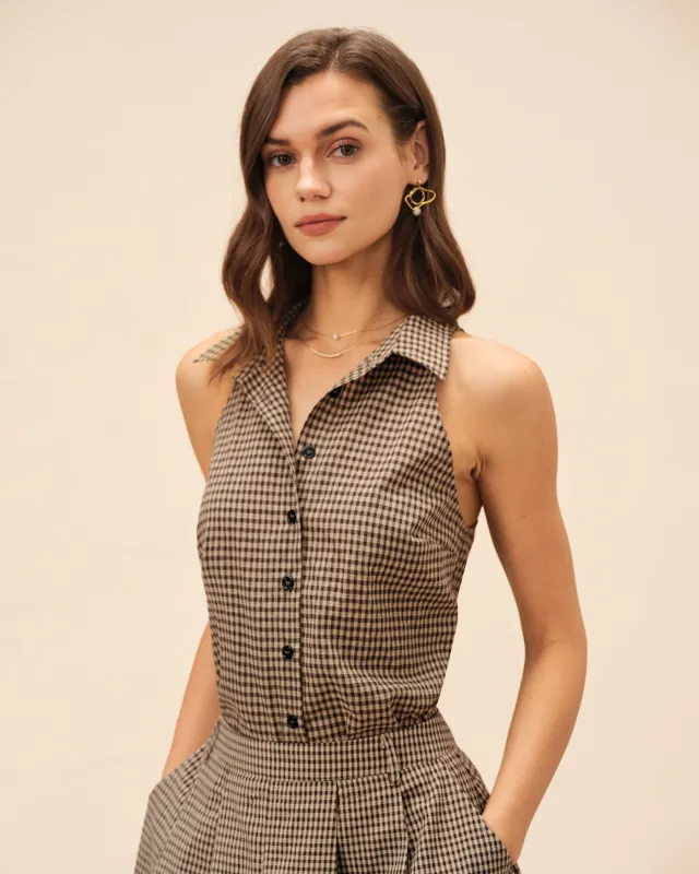 Brown Plaid Collar Blouse made by rihoas