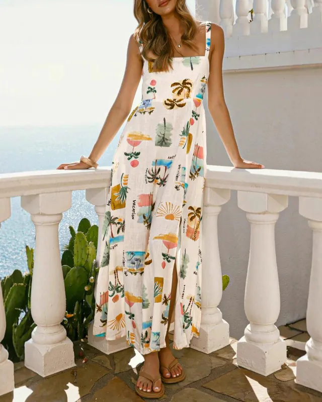 Off White Floral Slip Maxi Dress sold by rihoas