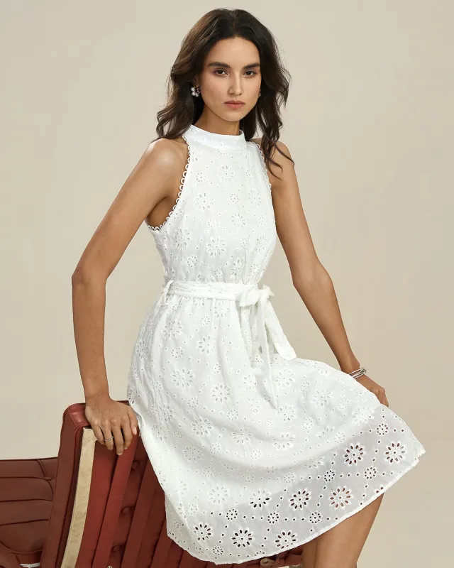 White Floral Textured Midi Dress sold by rihoas