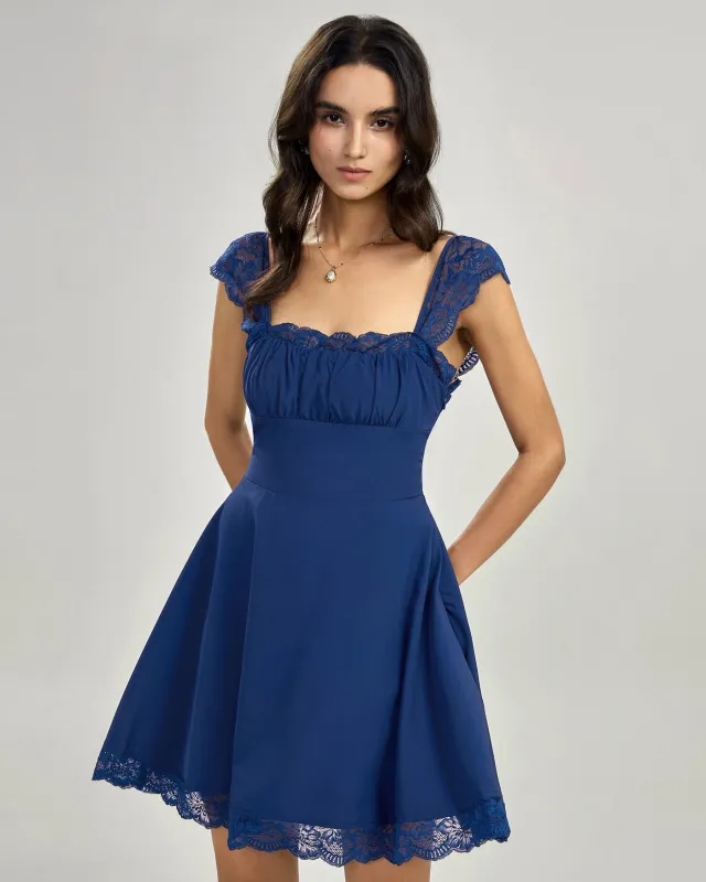 Blue Lace Slip Mini Dress sold by rihoas