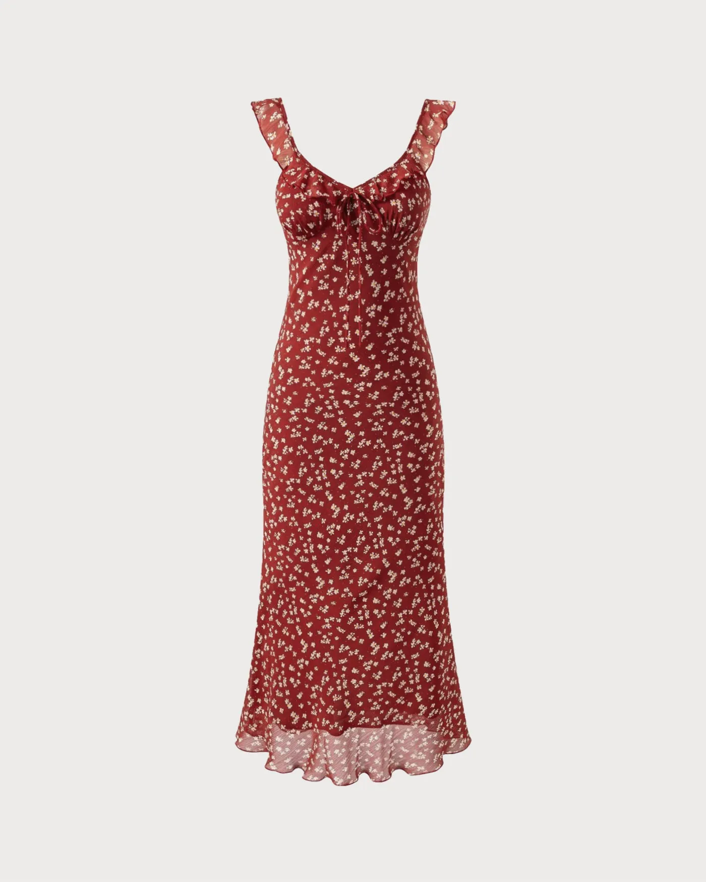 Red Floral Slip Maxi Dress sold by rihoas