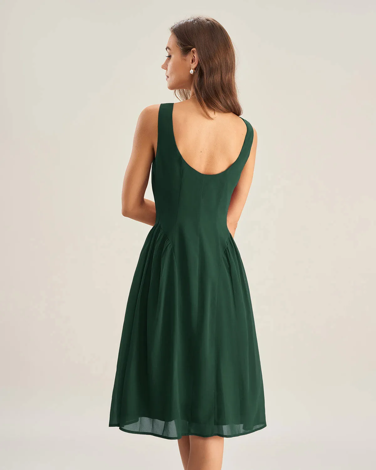 Green Boat Neck Chiffon Midi Dress sold by rihoas product image thumbnail 4