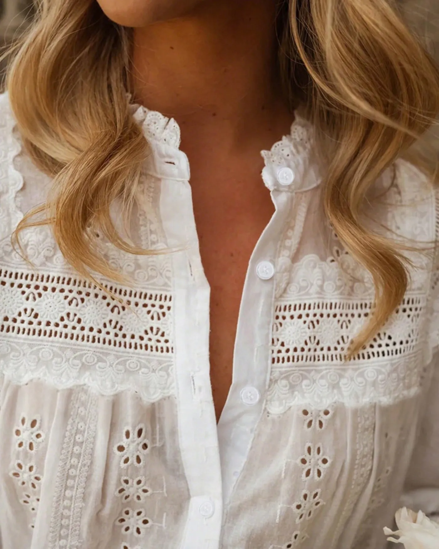 White Ruffled Textured Shirt sold by rihoas product image thumbnail 2