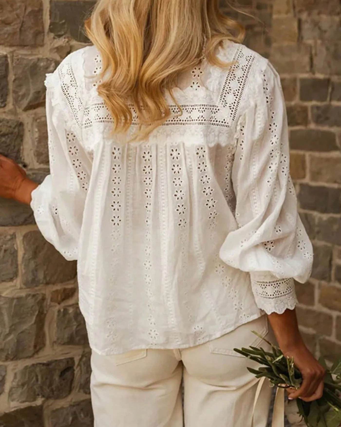 White Ruffled Textured Shirt sold by rihoas product image thumbnail 3
