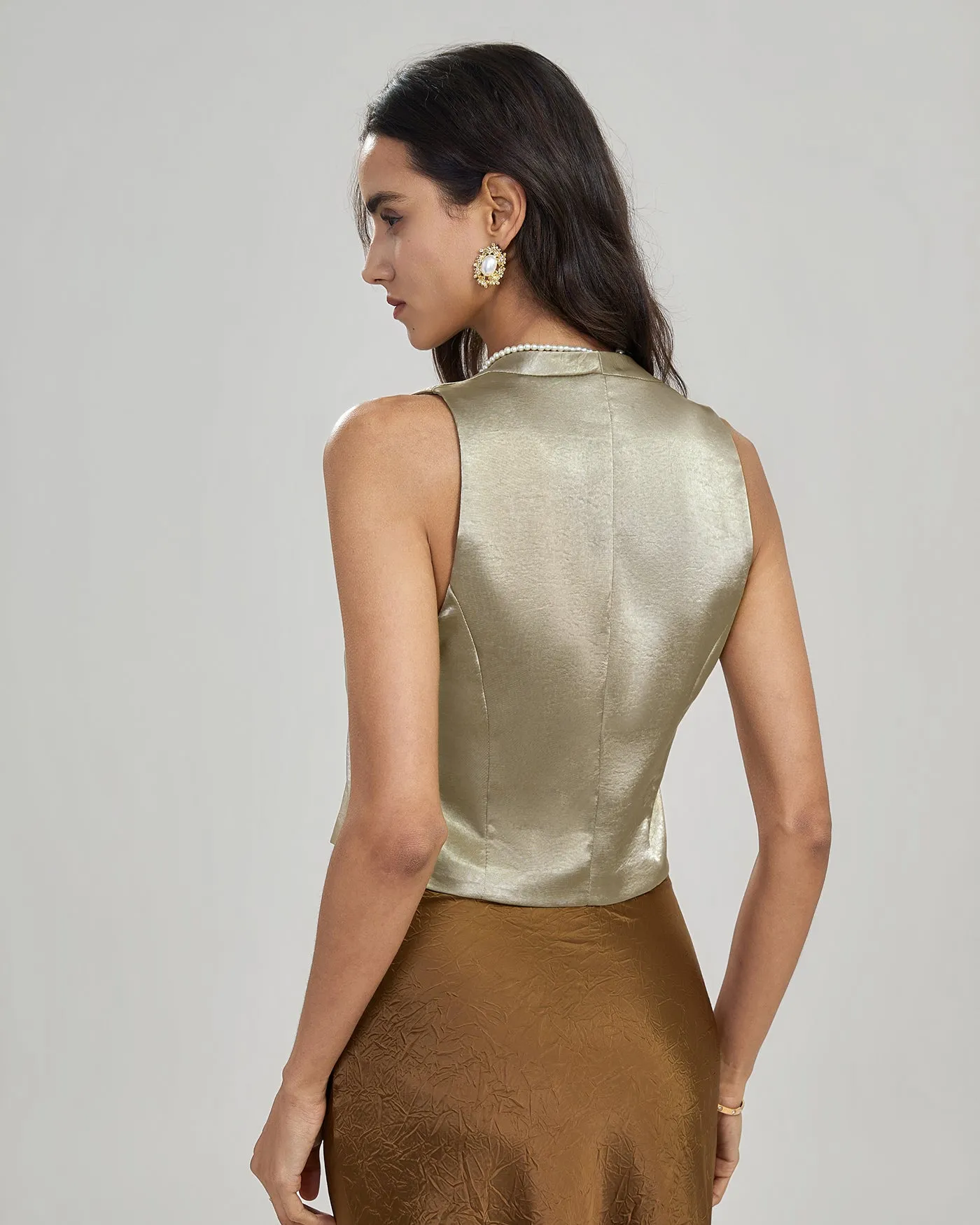 Apricot V Neck Button Vest sold by rihoas product image thumbnail 5