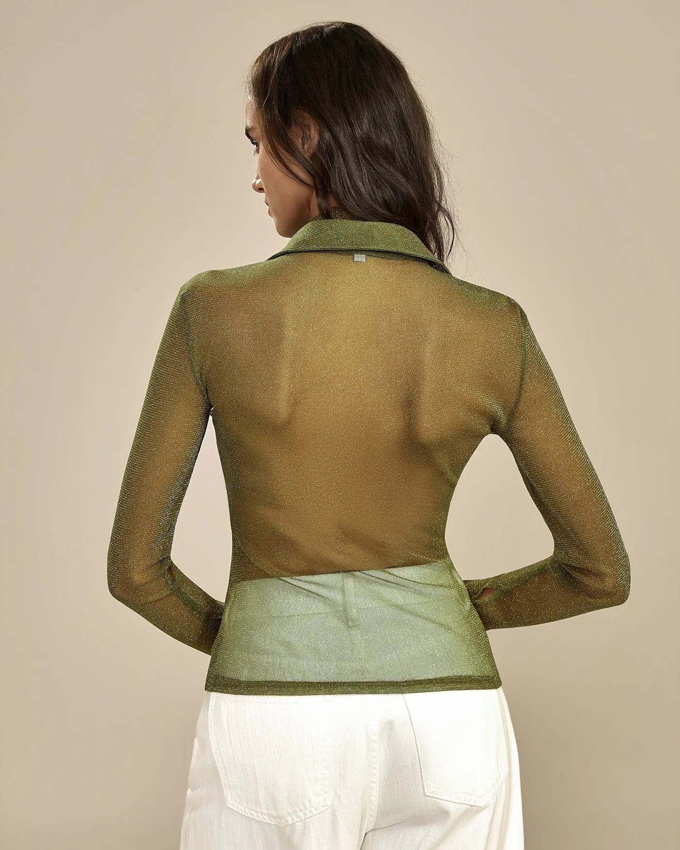 Green See Through Collar Shirt sold by rihoas product image thumbnail 5