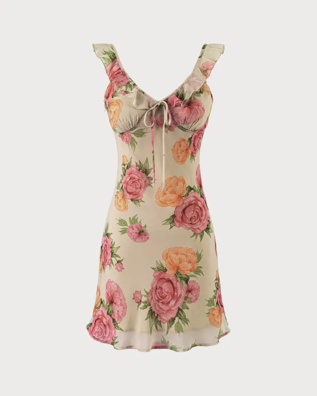 Apricot Floral Slip Mini Dress sold by rihoas
