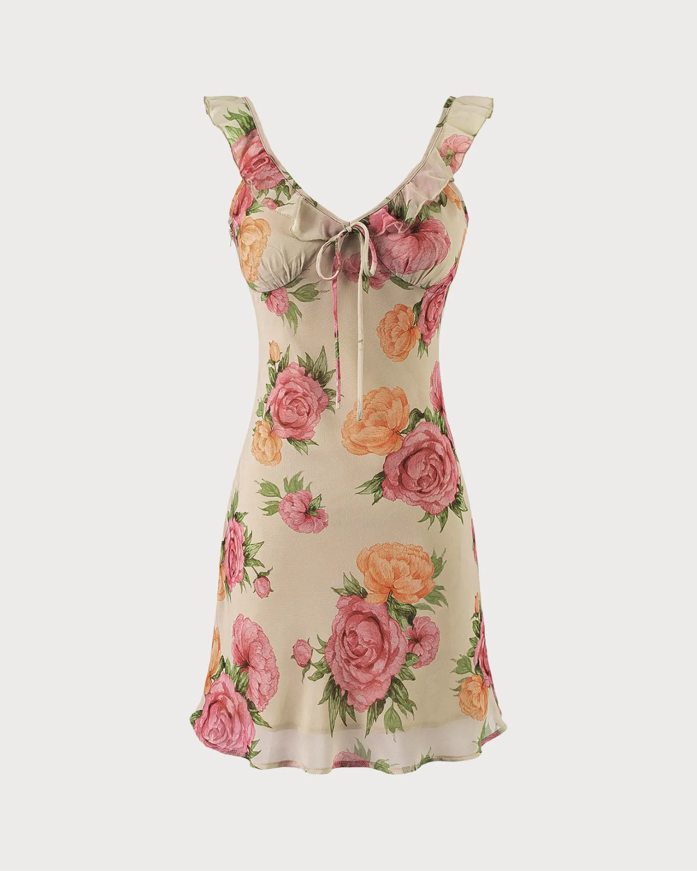 Apricot Floral Slip Mini Dress sold by rihoas
