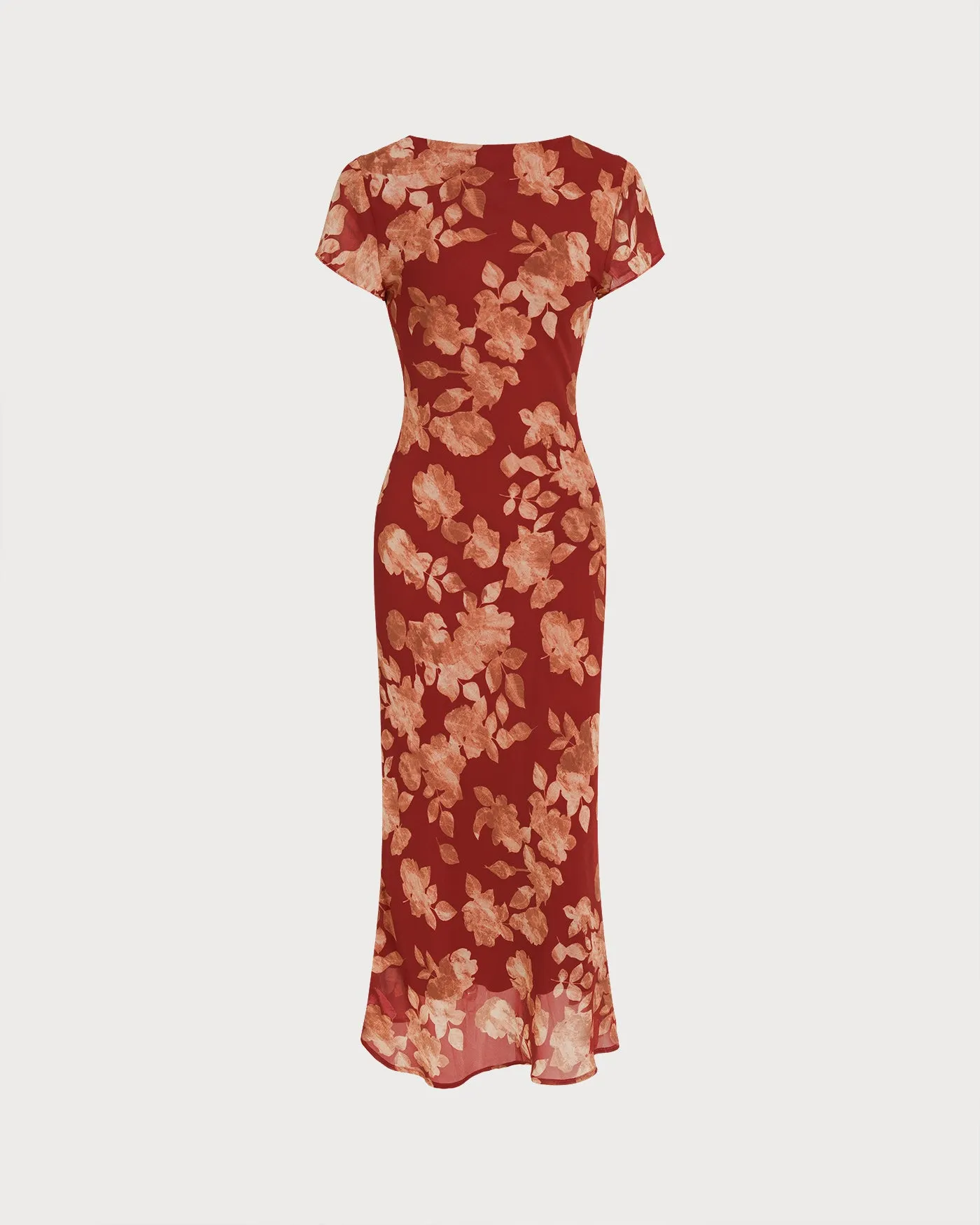 Red V Neck Floral Tunic Maxi Dress sold by rihoas product image thumbnail 2
