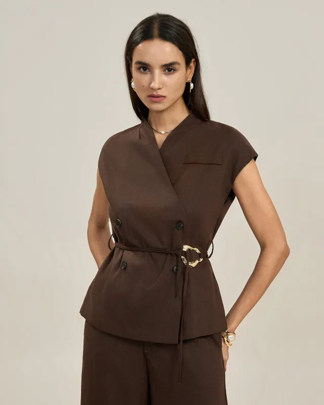 Coffee Button Belt Vest sold by rihoas