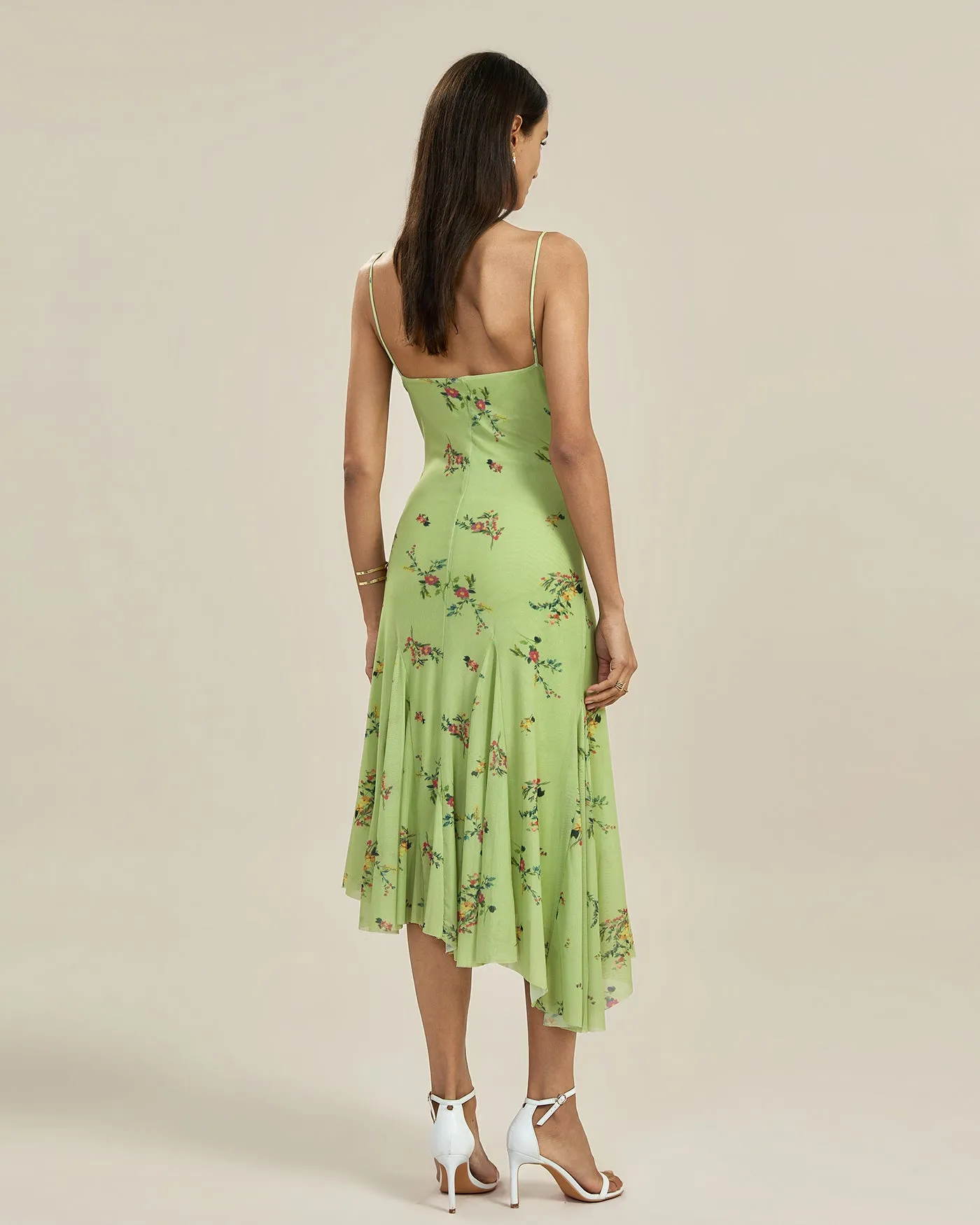 Green Textured Floral Slip Midi Dress sold by rihoas product image thumbnail 5