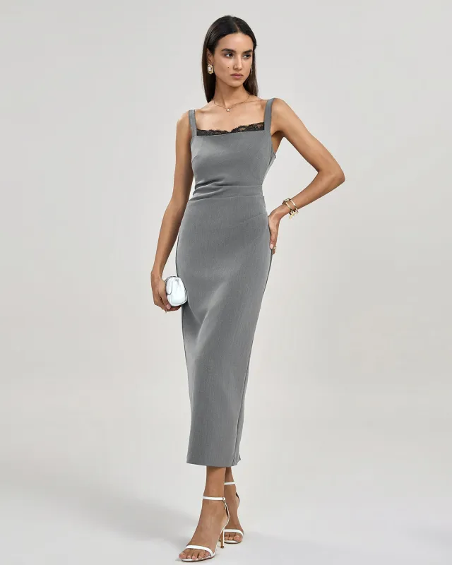 Grey Pleated Slip Maxi Dress made by rihoas