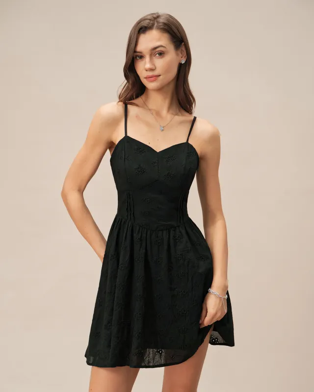 Black Sweetheart Neck Slip Mini Dress sold by rihoas